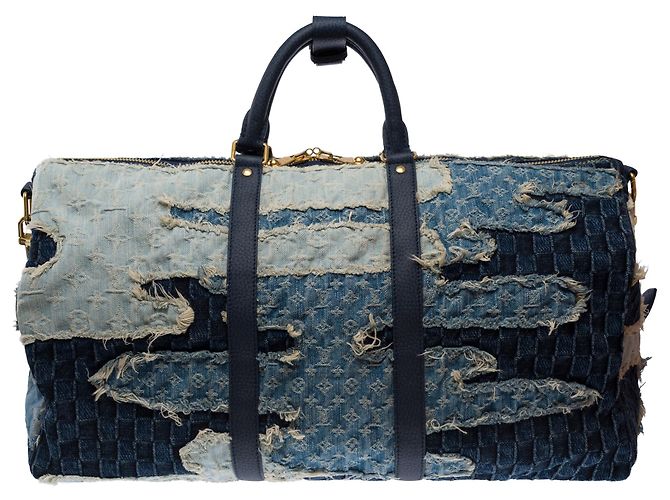 Borsa LOUIS VUITTON Keepall in Denim Blu - 103533 - vista 3