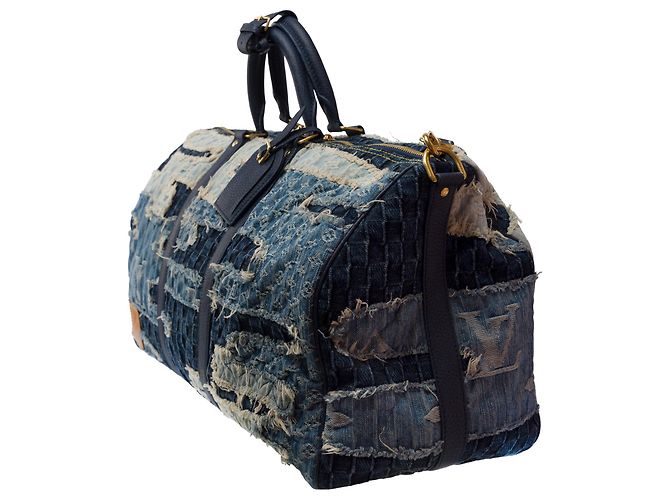 Borsa LOUIS VUITTON Keepall in Denim Blu - 103533 - vista 4