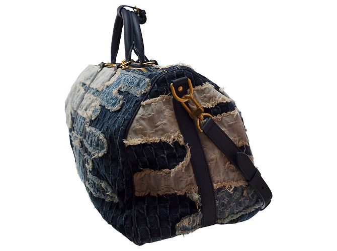 Borsa LOUIS VUITTON Keepall in Denim Blu - 103533 - vista 5