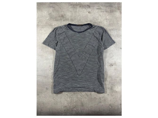 T-shirt Louis Vuitton a righe con dettaglio V Nero Bianco - vista 2