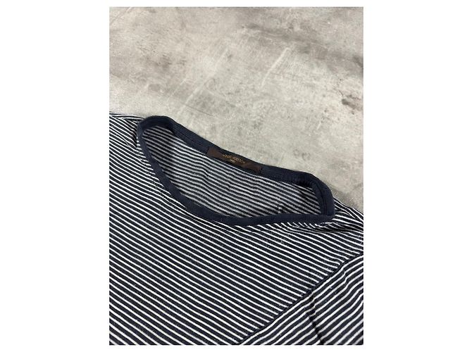 T-shirt Louis Vuitton a righe con dettaglio V Nero Bianco - vista 3