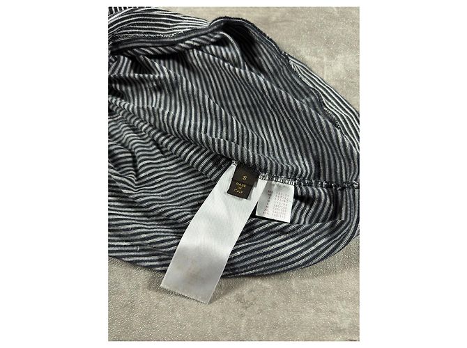 T-shirt Louis Vuitton a righe con dettaglio V Nero Bianco - vista 6