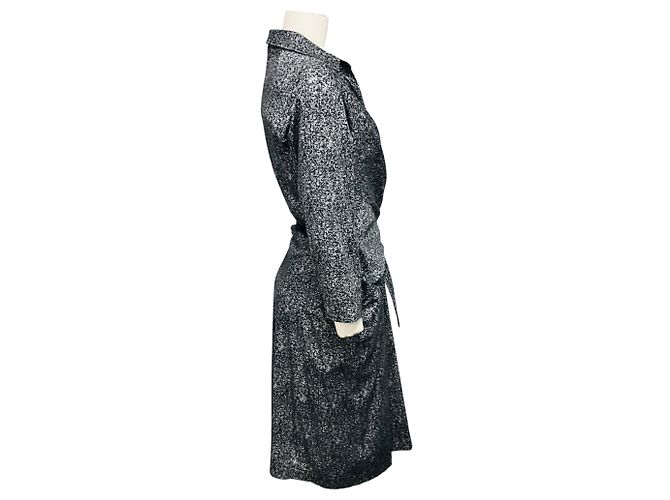 Autre Marque Samantha Sung Black / White Tweed Print Cotton Stretch Wrap Dress - view 2