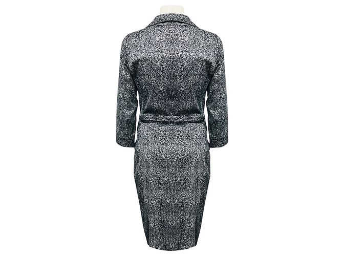 Autre Marque Samantha Sung Black / White Tweed Print Cotton Stretch Wrap Dress - view 3