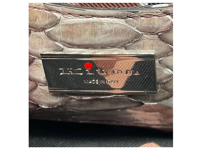 Kiton Crossbody-Abendtasche aus Pythonleder mit lila Ombré-Effekt - Ansicht 8