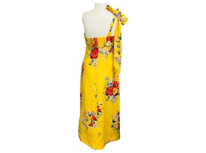 Zimmermann Alight Midi-Kleid mit gelbem Blumenmuster und einer Schulter - Ansicht 3