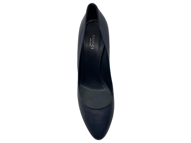 Décolleté in pelle blu con punta tonda classica Gucci - vista 4