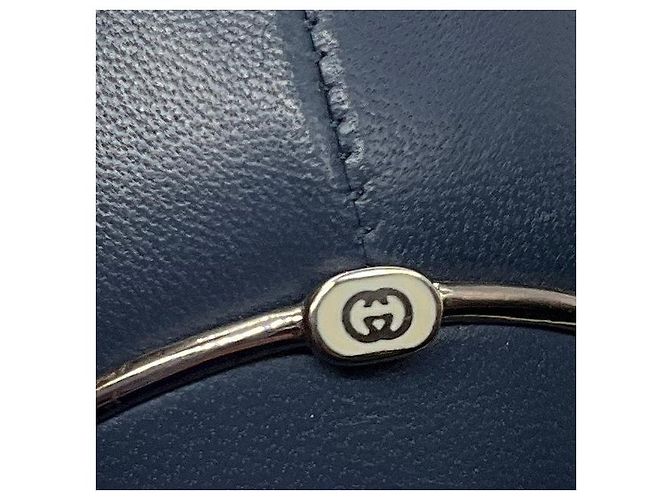 Décolleté in pelle blu con punta tonda classica Gucci - vista 7