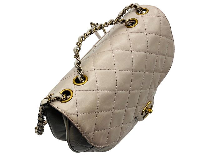 Bolsa Chanel Bubble Flap em couro envelhecido acolchoado lilás claro Roxo - vista 6