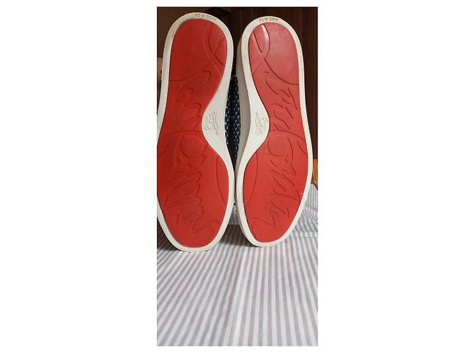 Christian Louboutin Sneaker Alte con Borchie Nero Bianco Blu - vista 5
