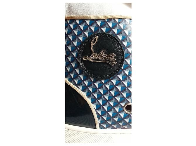 Christian Louboutin Sneaker Alte con Borchie Nero Bianco Blu - vista 8