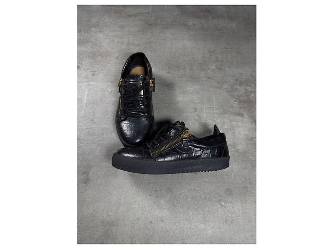 Giuseppe Zanotti Sneaker Pelle Nera Croco Nero - vista 2