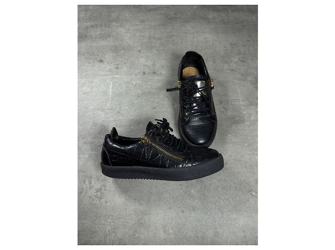 Giuseppe Zanotti Sneaker Pelle Nera Croco Nero - vista 3