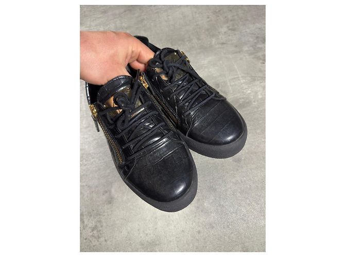 Giuseppe Zanotti Sneaker Pelle Nera Croco Nero - vista 4