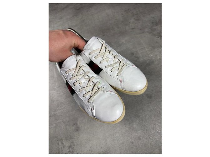 Gucci Ace Sneaker Weiß Leder Rot Grün - Ansicht 4