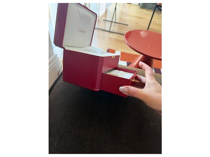 Cartier Caixa de relógio em couro vermelho com gaveta Branco Dourado - vista 2