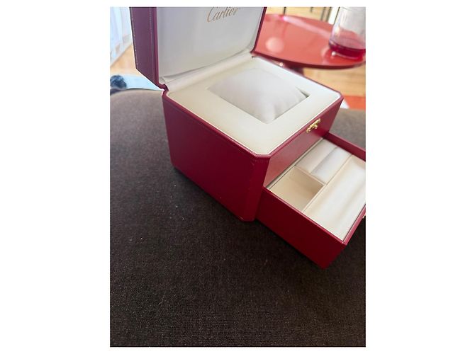 Cartier Caixa de relógio em couro vermelho com gaveta Branco Dourado - vista 3