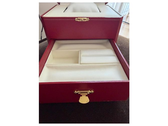 Cartier Caixa de relógio em couro vermelho com gaveta Branco Dourado - vista 4