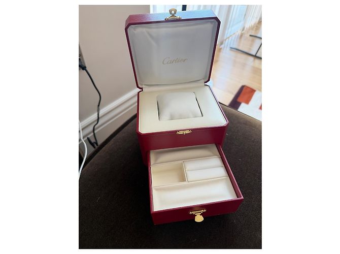 Cartier Caixa de relógio em couro vermelho com gaveta Branco Dourado - vista 5