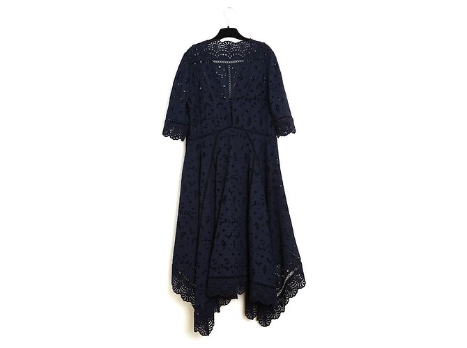 Zimmermann Navy Blaues Baumwollkleid mit Broderie Anglaise Dunkelblau - Ansicht 3