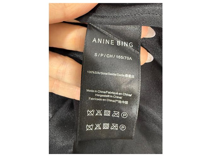 Anine Bing Gonna Midi in Seta Nera Nero - vista 4