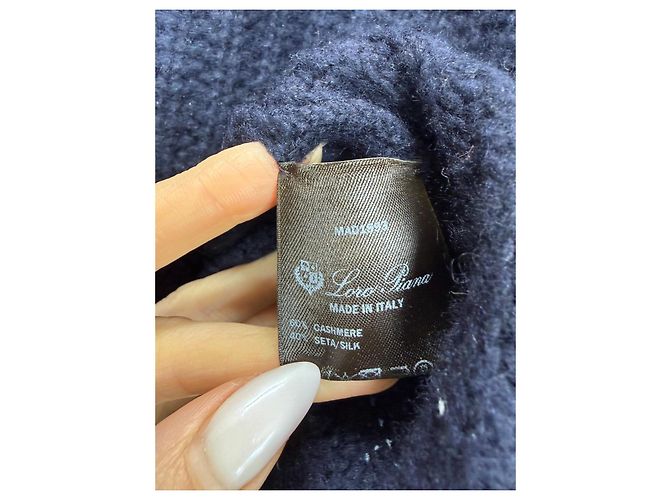 Loro Piana Kaschmir-Seide Strickpullover - Navy Blau Dunkelblau - Ansicht 3