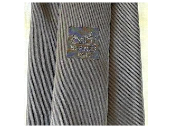 Cravatta in seta grigia Hermès Grigio - vista 5