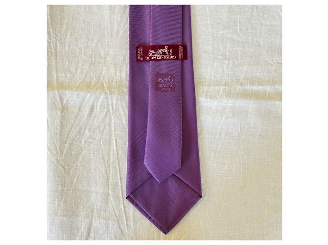 Cravatta in seta tessuta Hermès Paris - Viola Porpora - vista 2