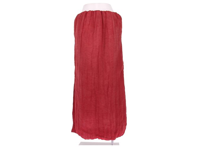 Falda larga roja de lino Khaite - vista 2