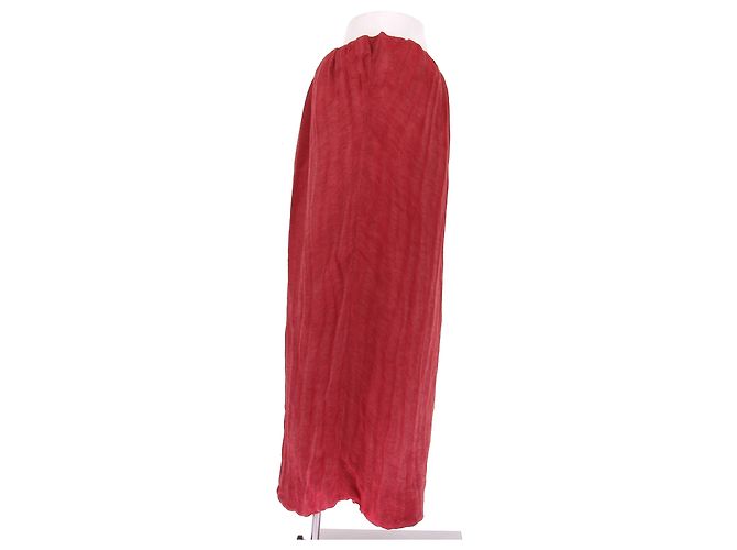 Falda larga roja de lino Khaite - vista 3