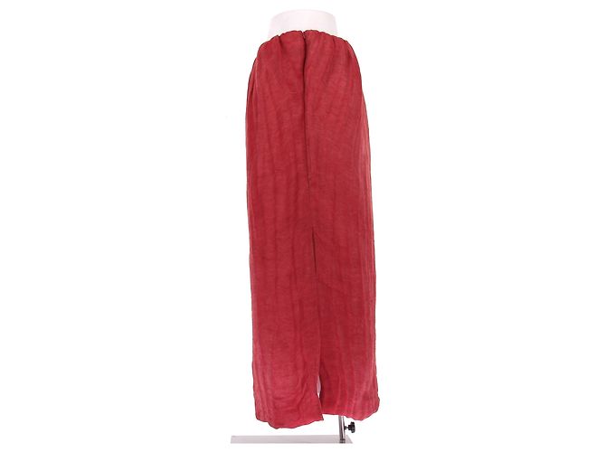 Falda larga roja de lino Khaite - vista 4