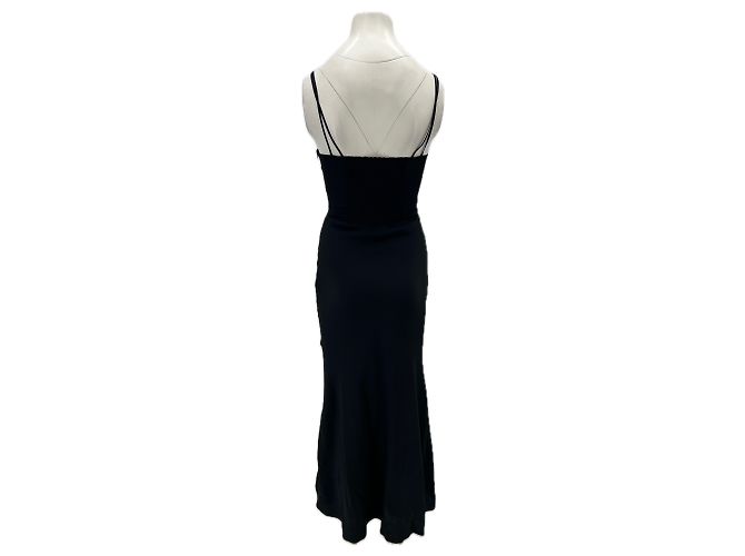 Longchamp Schwarzes langes Seidenkleid - Ansicht 2