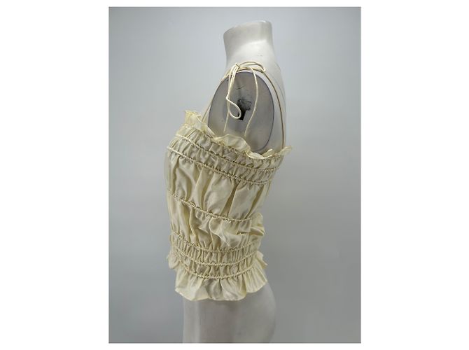 Autre Marque Top in seta beige Taglia S - vista 4
