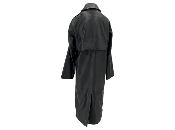 Gabardina de cuero negra Yves Salomon - vista 2