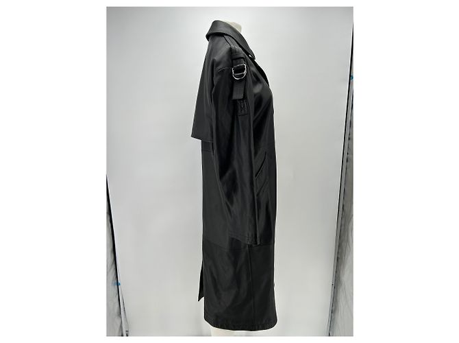 Gabardina de cuero negra Yves Salomon - vista 3