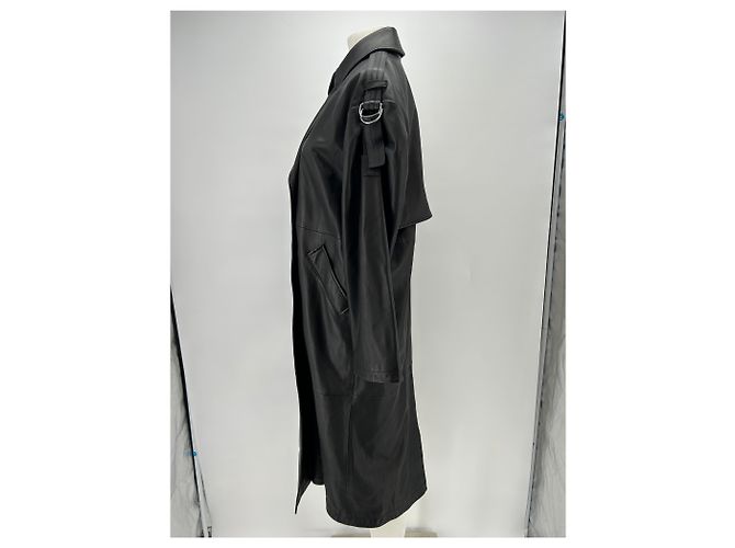 Gabardina de cuero negra Yves Salomon - vista 4