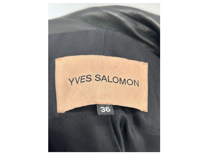 Gabardina de cuero negra Yves Salomon - vista 5