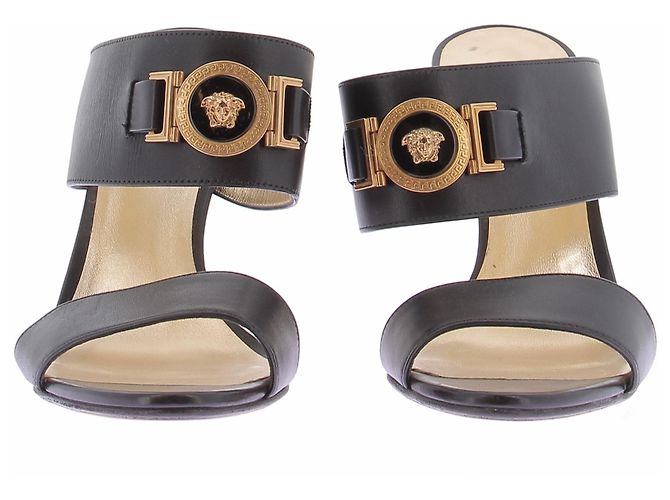 Versace Schwarze Absatz-Mules "Medusa Tribute" - Ansicht 2