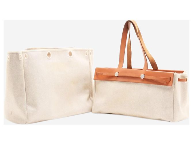 Hermès Cabas Herbag vintage neutro 2002 - vista 14