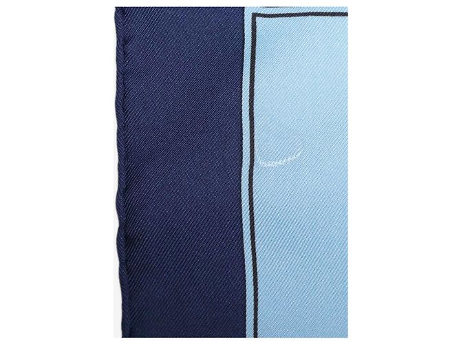 Hermès Sciarpa in seta blu con motivo cavallo e carrozza - vista 6