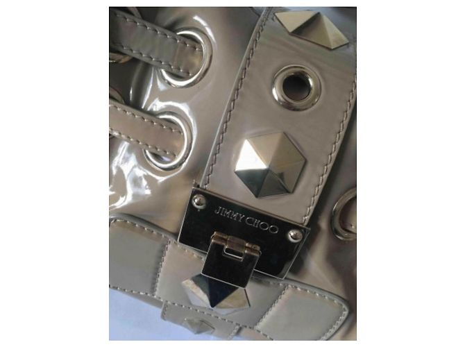 Jimmy Choo Borsa a Secchiello in Pelle Vernice Beige - vista 3