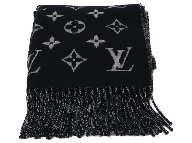 Chal de lana y cachemira Louis Vuitton Castaño Negro - vista 2