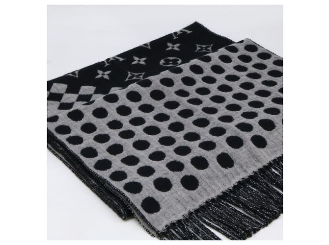 Chal de lana y cachemira Louis Vuitton Castaño Negro - vista 3