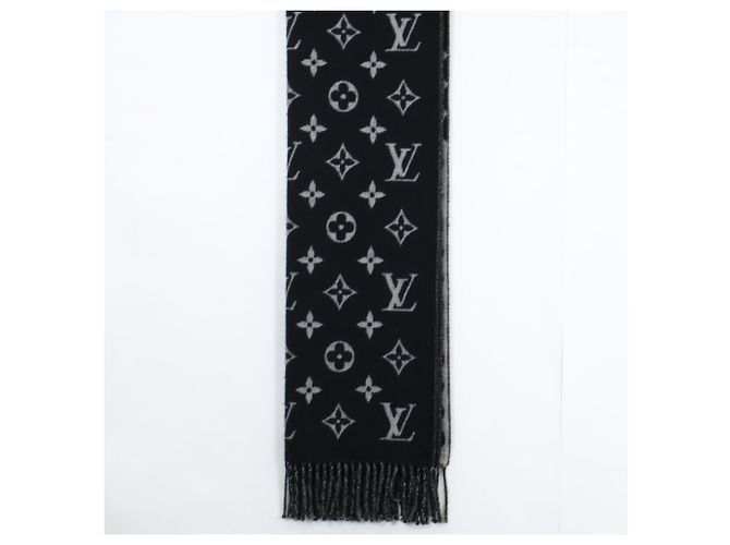 Chal de lana y cachemira Louis Vuitton Castaño Negro - vista 4