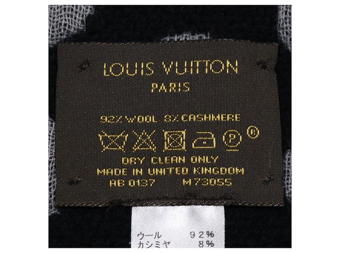 Chal de lana y cachemira Louis Vuitton Castaño Negro - vista 6