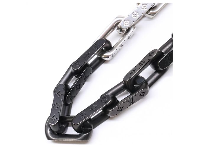 Louis Vuitton M00677 Collana a catena Monogram Nero Argento - vista 2