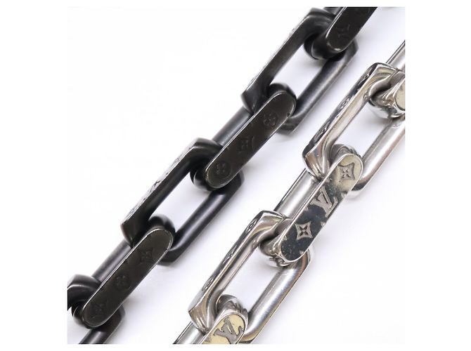 Louis Vuitton M00677 Collana a catena Monogram Nero Argento - vista 4