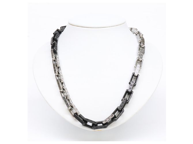 Louis Vuitton M00677 Collana a catena Monogram Nero Argento - vista 6