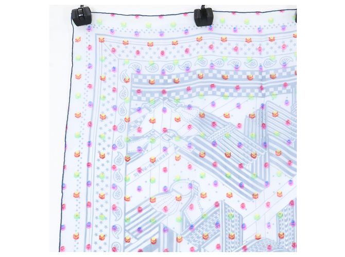 Hermès Pañuelo de seda Hermes Zigzag Sangles Azul Multicolor - vista 2
