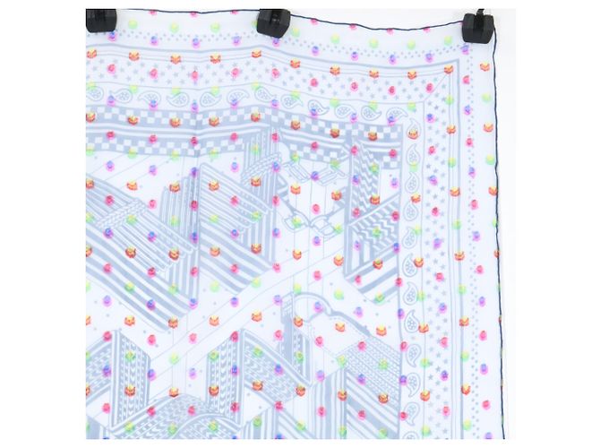 Hermès Pañuelo de seda Hermes Zigzag Sangles Azul Multicolor - vista 3